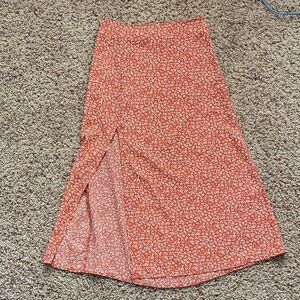 Sky and Sparrow Midi Orange Floral Skirt